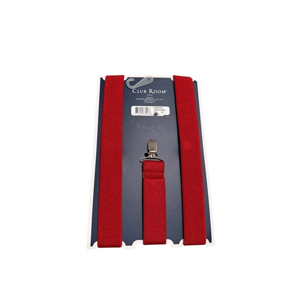 Club Room Mens Red Suspenders One Size  Adjustable Clips Suspenders. NWT - Picture 6 of 11